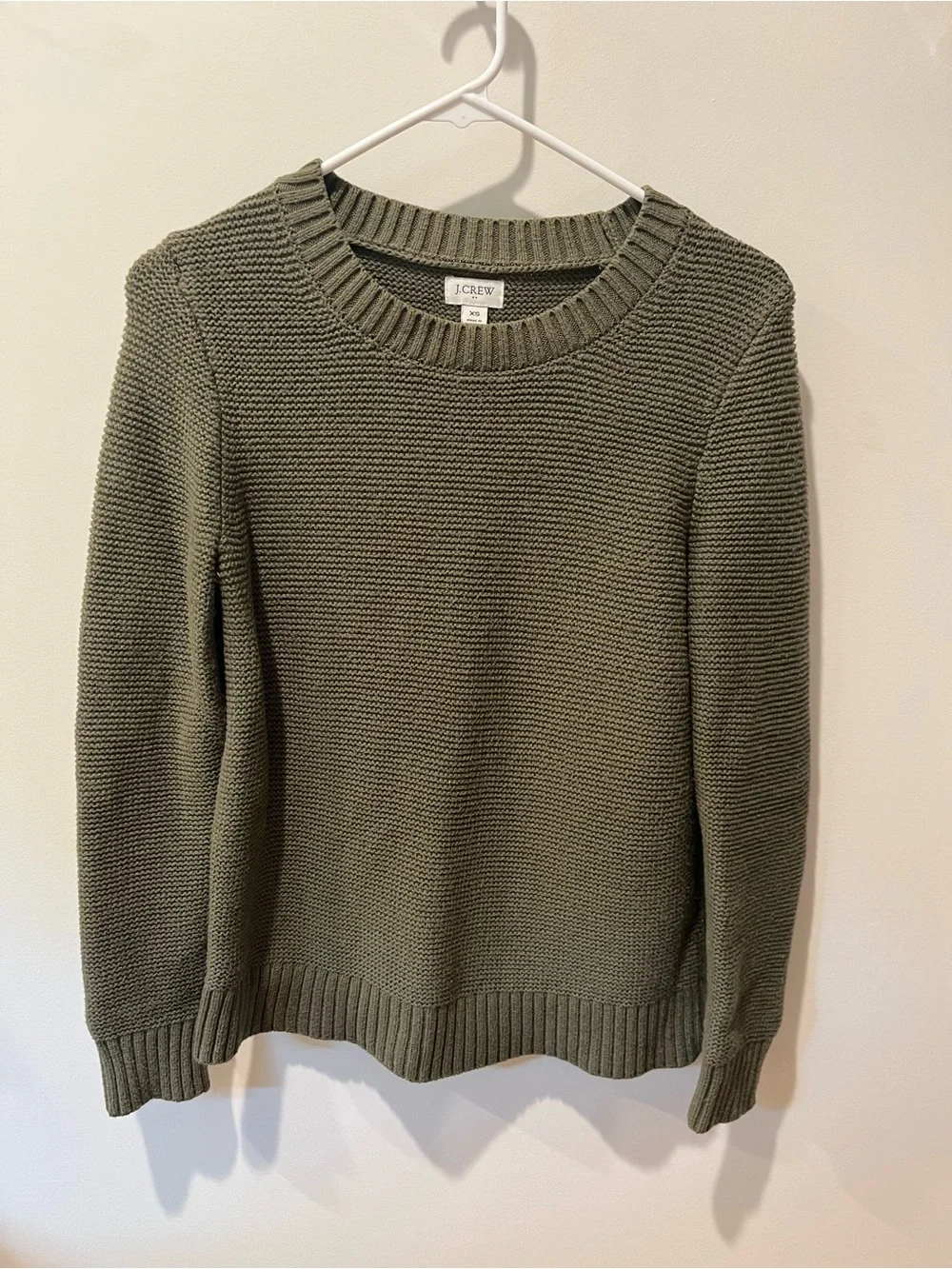 J. Crew Olive Green Textured Crewneck Sweater